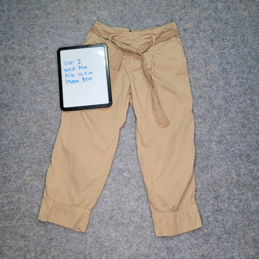 Lauren Ralph Lauren‎ Women's Cropped Belted Tan Cotton Pants Size 2